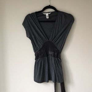 Flattering dark gray Diane Von Furstenberg top